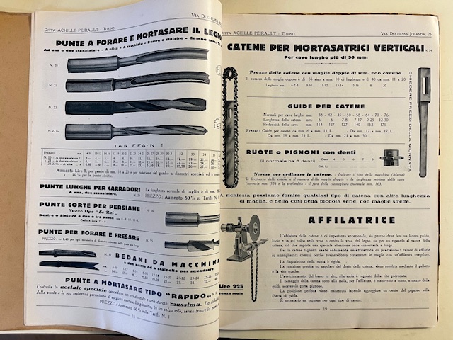 Ditta Achille Peirault, Torino (Catalogo illustrato degli articoli per falegnameria)